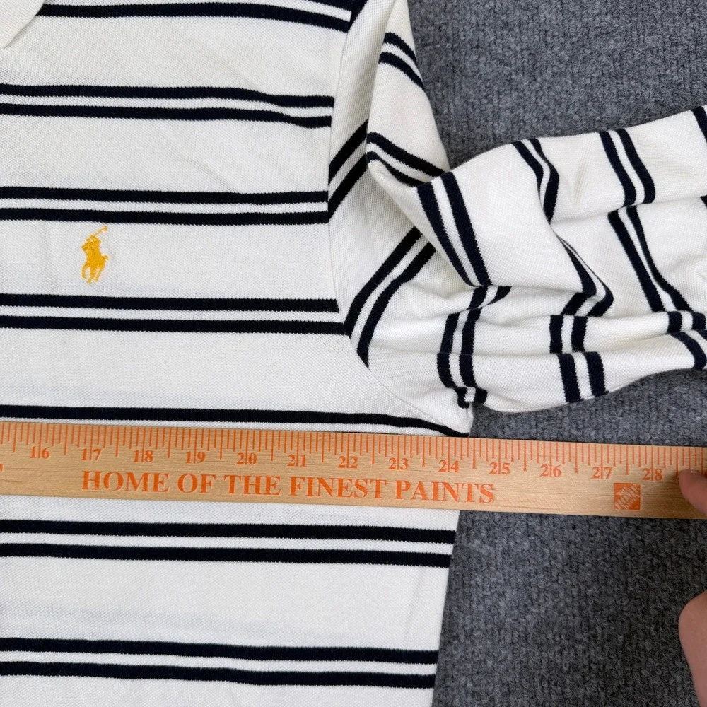 Vintage Polo Ralph Lauren Rugby Shirt Mens XL White Black Striped Pony 90s